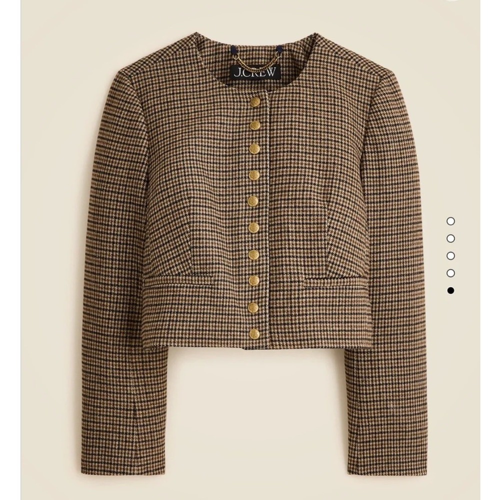 J.Crew Bridgette Lady Jacket Houndstooth Wool Blend Brown Black CN795 Size 0